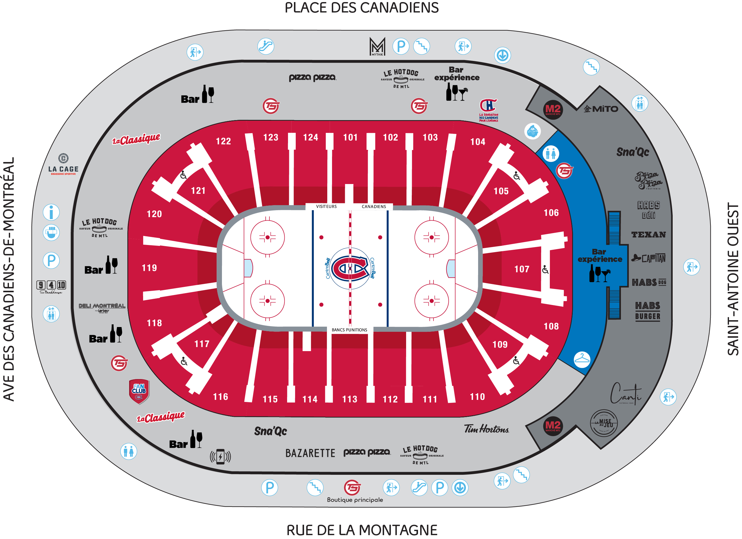 Centre Bell Plan des coursives